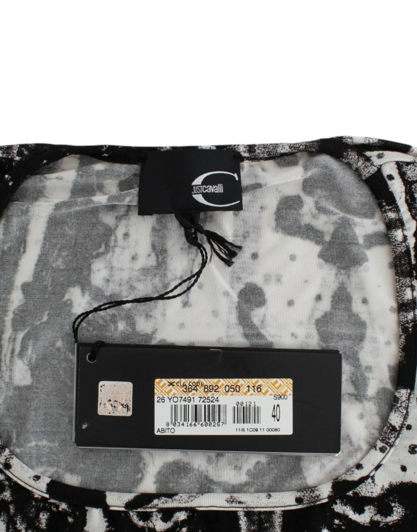 Black Printed Sheath Dress-Cavalli-LabelTerrace.com