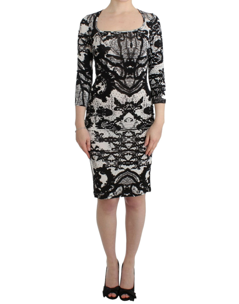 Black Printed Sheath Dress-Cavalli-LabelTerrace.com