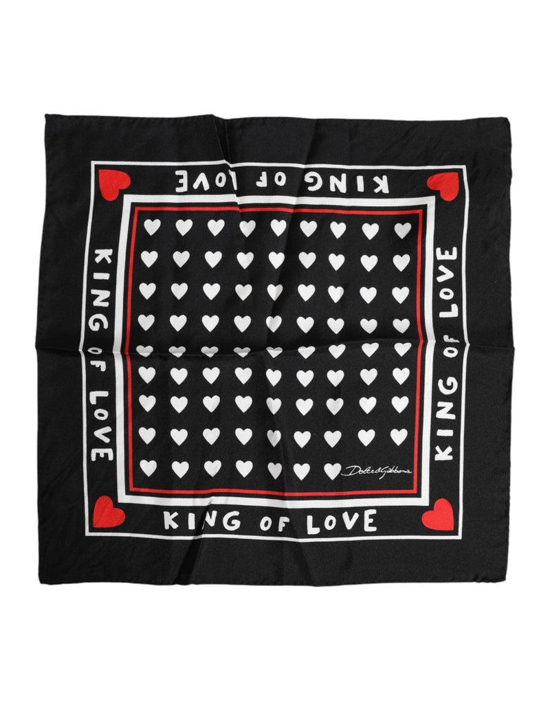 Black Printed Silk Square Men Foulard Scarf-Dolce & Gabbana-LabelTerrace.com