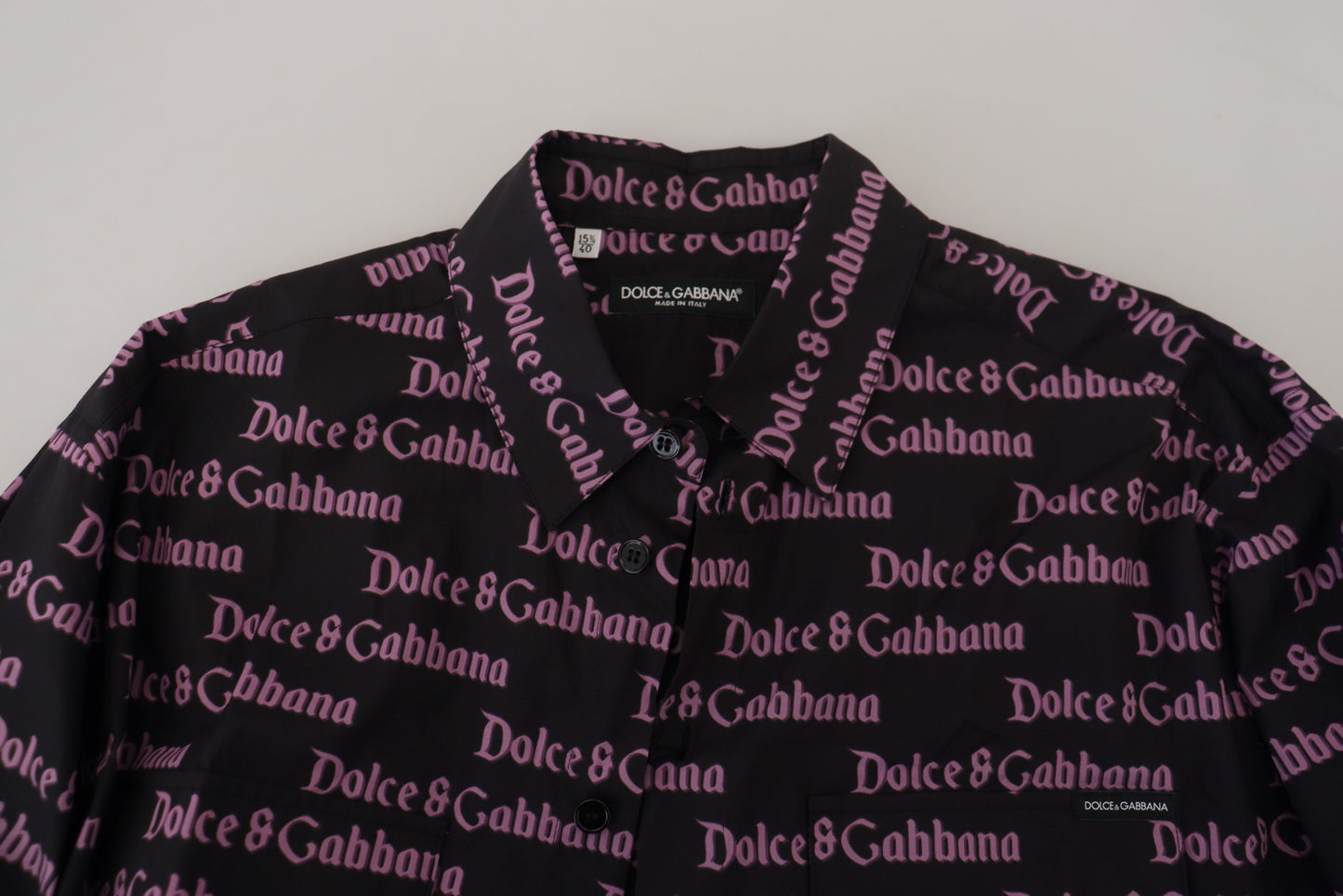 Black Purple Logo Slim Dress Formal Shirt-Dolce & Gabbana-LabelTerrace.com