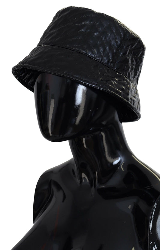 Black Quilted Faux Leather Women Bucket Cap Hat-Dolce & Gabbana-LabelTerrace.com