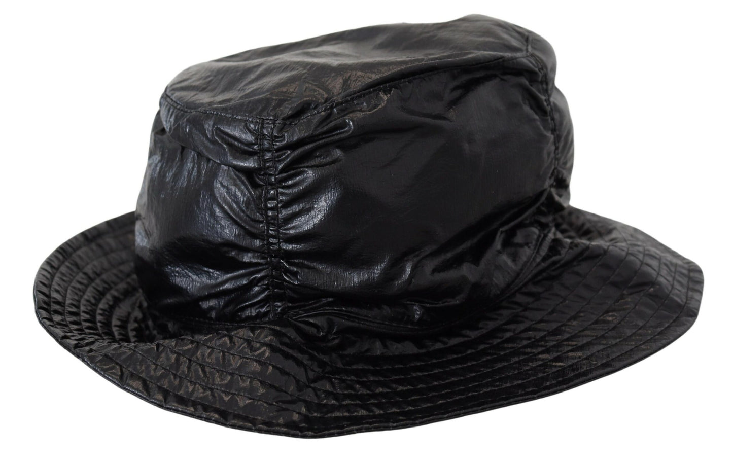Black Quilted Faux Leather Women Bucket Cap Hat-Dolce & Gabbana-LabelTerrace.com