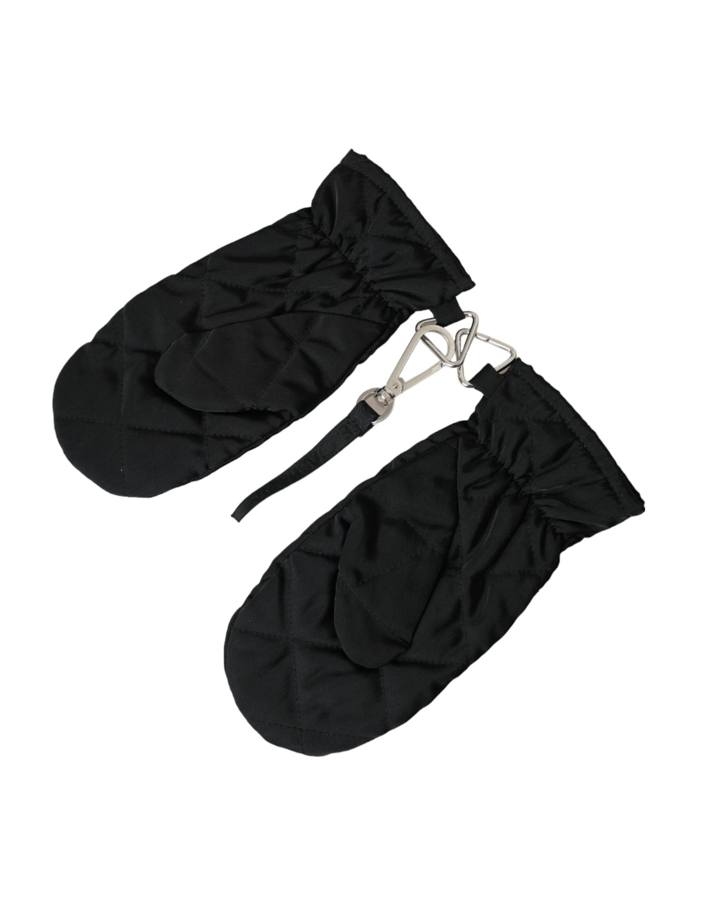 Black Quilted Nylon Wrist Length Mitten Gloves-Dolce & Gabbana-LabelTerrace.com