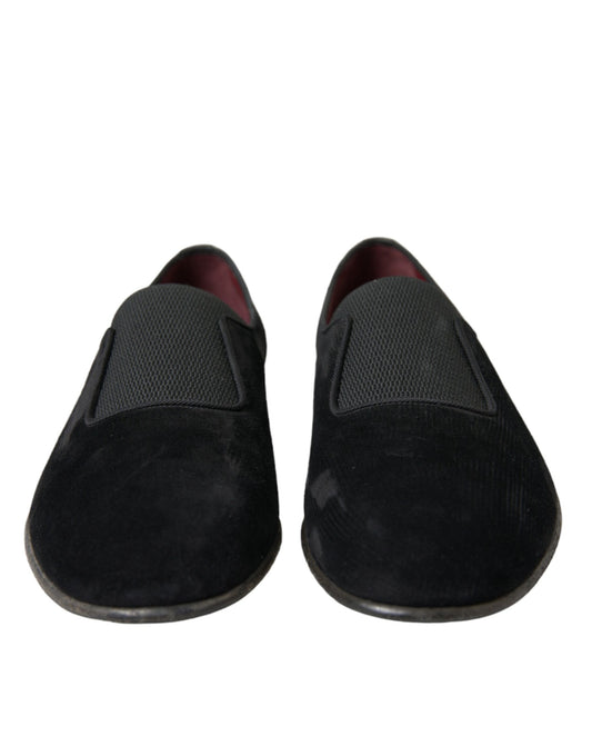 Black RUNWAY Velour AMALFI Loafers Shoes-Dolce & Gabbana-LabelTerrace.com