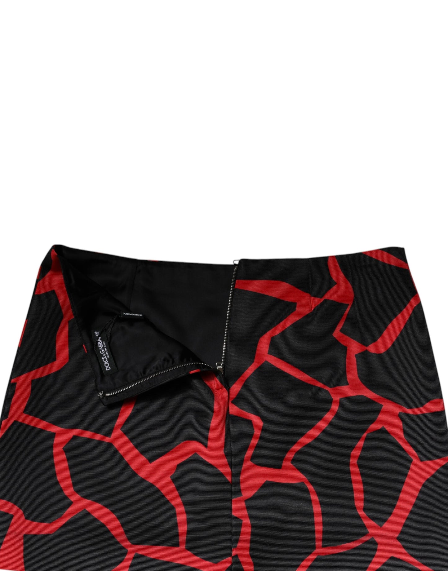 Black Red Abstract Mid Waist A-line Mini Skirt-Dolce & Gabbana-LabelTerrace.com