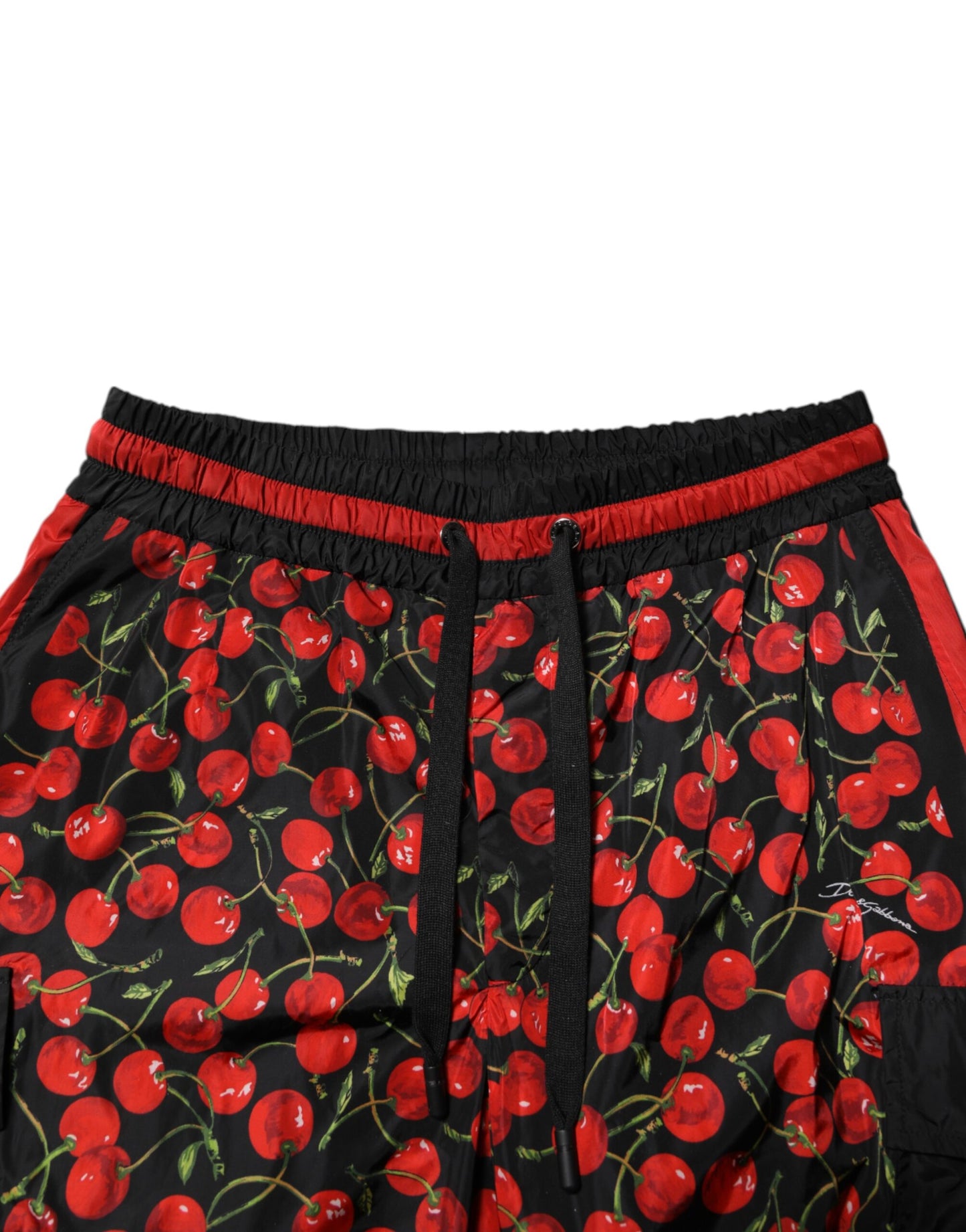 Black Red Cherry Print Men Sweatpants Pants-Dolce & Gabbana-LabelTerrace.com