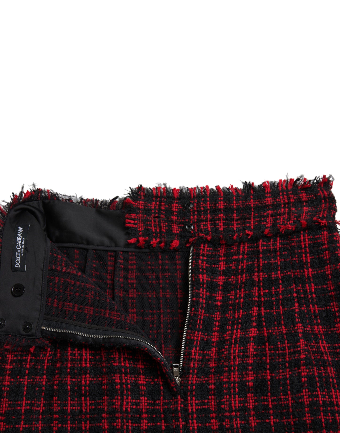 Black Red Cotton High Waist Tartan Tweed Mini Skirt-Dolce & Gabbana-LabelTerrace.com