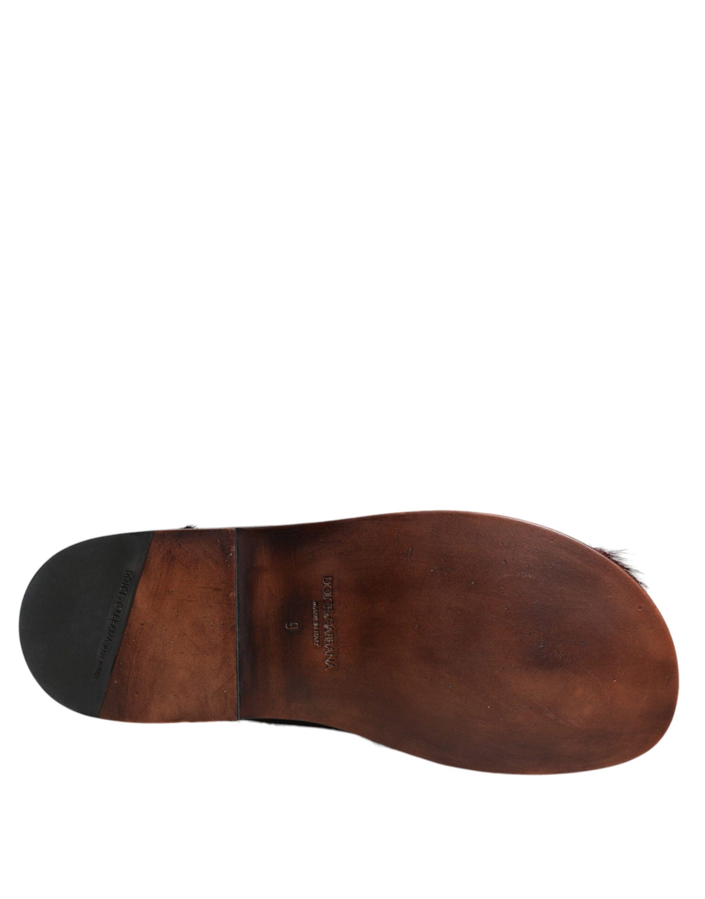 Black Red Gazelle Hair Leather Sandals Shoes-Dolce & Gabbana-LabelTerrace.com