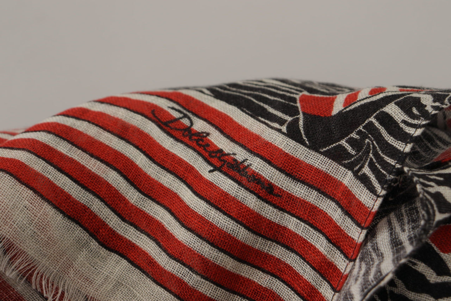 Black Red Linen Sailboat Stripe Print Shawl Scarf-Dolce & Gabbana-LabelTerrace.com