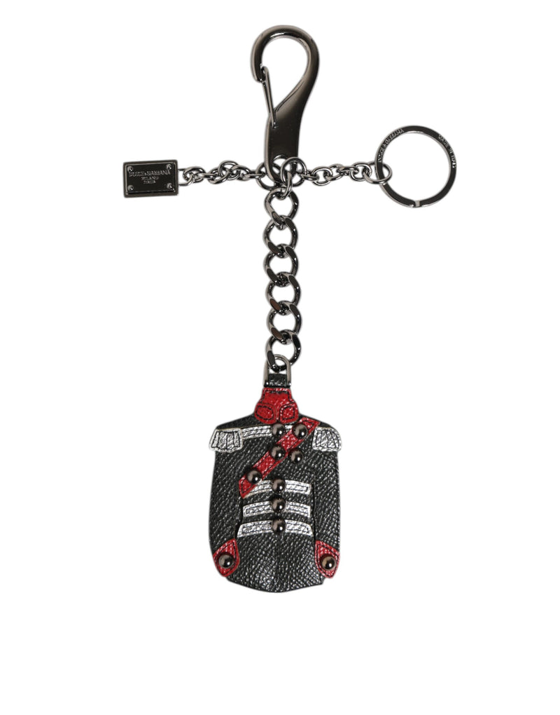 Black Red Military Leather Patch DG Logo Keychain Keyring-Dolce & Gabbana-LabelTerrace.com