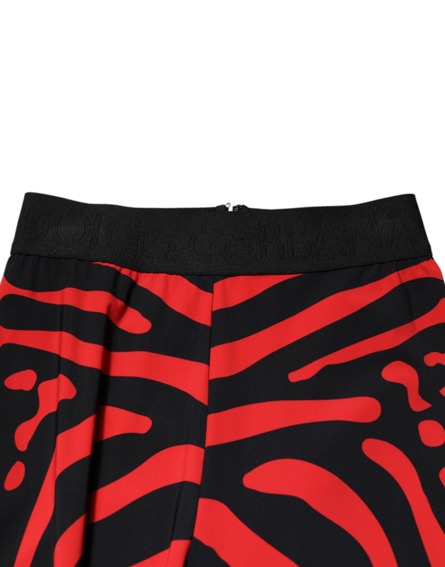 Black Red Nylon Logo Waisted Leggings Pants-Dolce & Gabbana-LabelTerrace.com