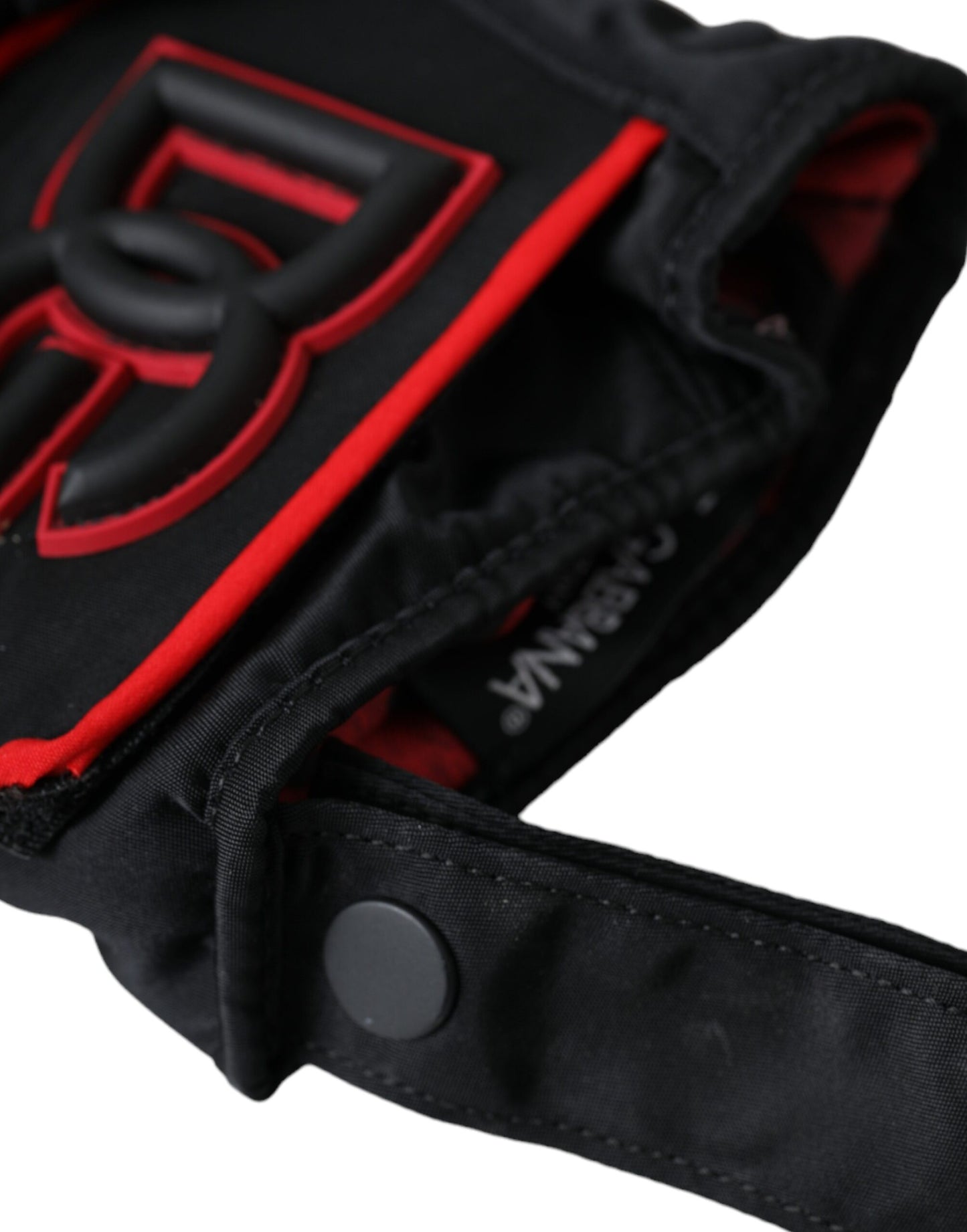 Black Red Nylon Wrist Length Gloves-Dolce & Gabbana-LabelTerrace.com