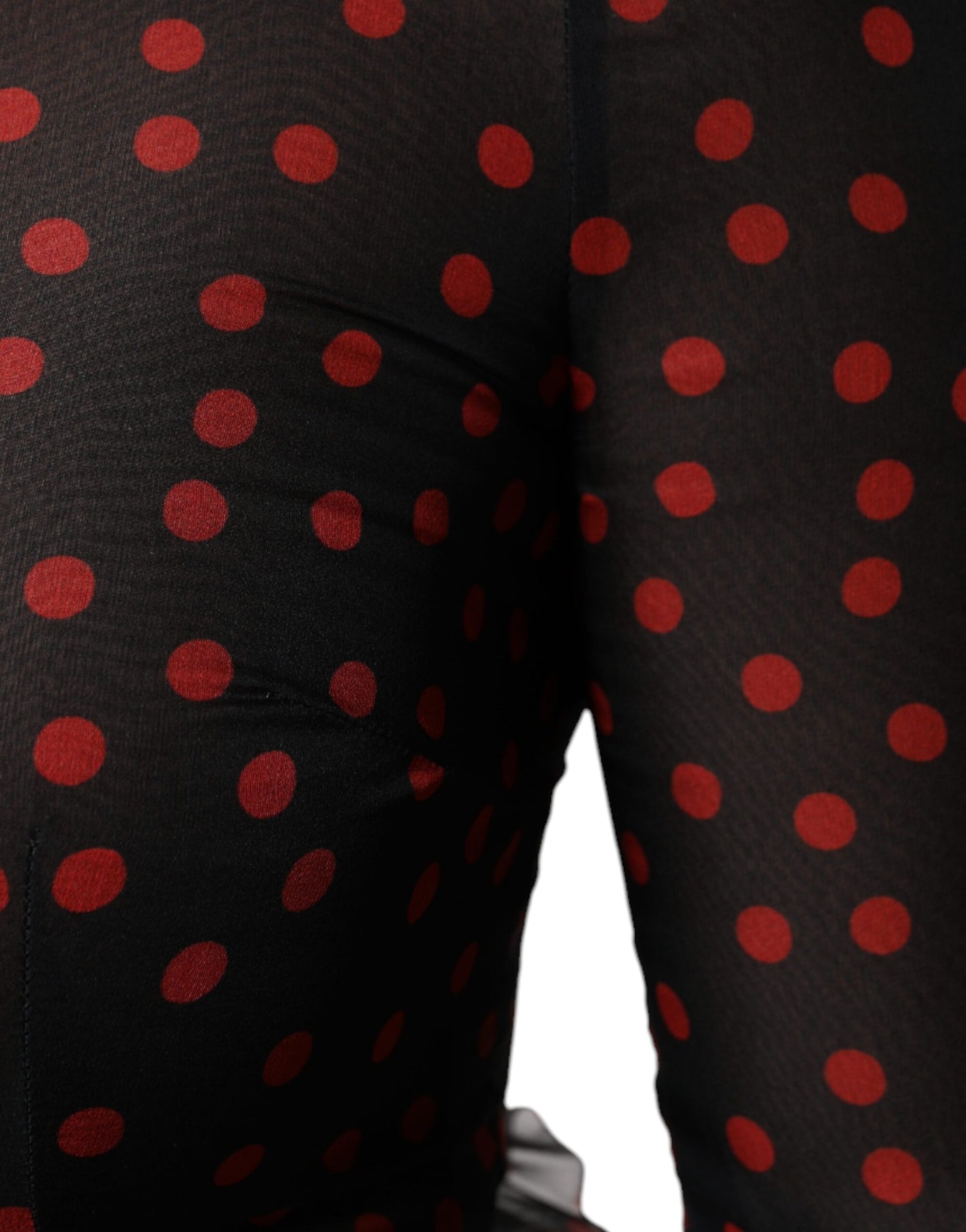 Black Red Polka Dot Silk Layered Midi Dress-Dolce & Gabbana-LabelTerrace.com