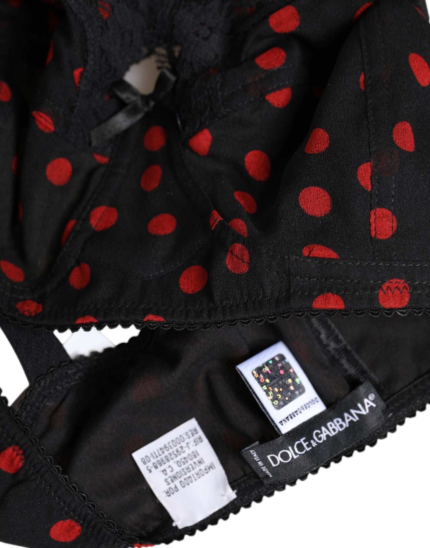 Black Red Polka Dot Underwired Balconette Underwear-Dolce & Gabbana-LabelTerrace.com