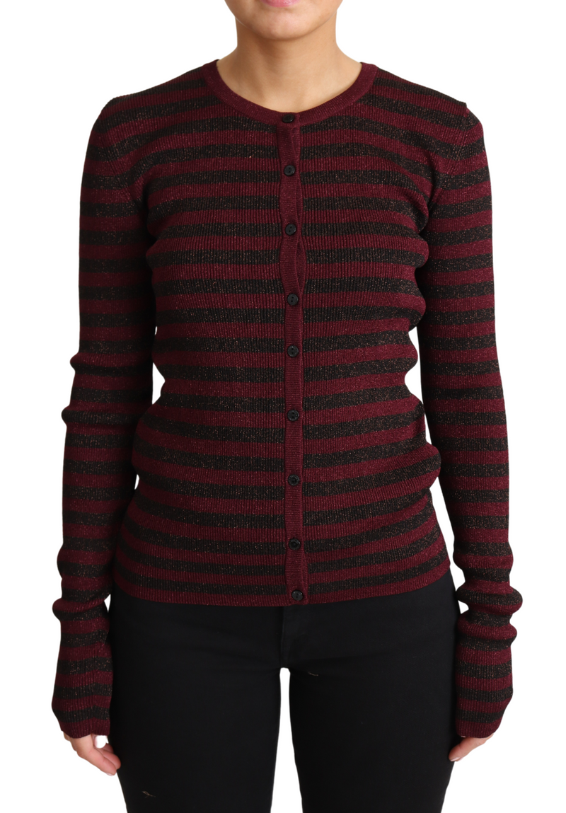 Black Red Striped Viscose Cardigan Sweater-Dolce & Gabbana-LabelTerrace.com