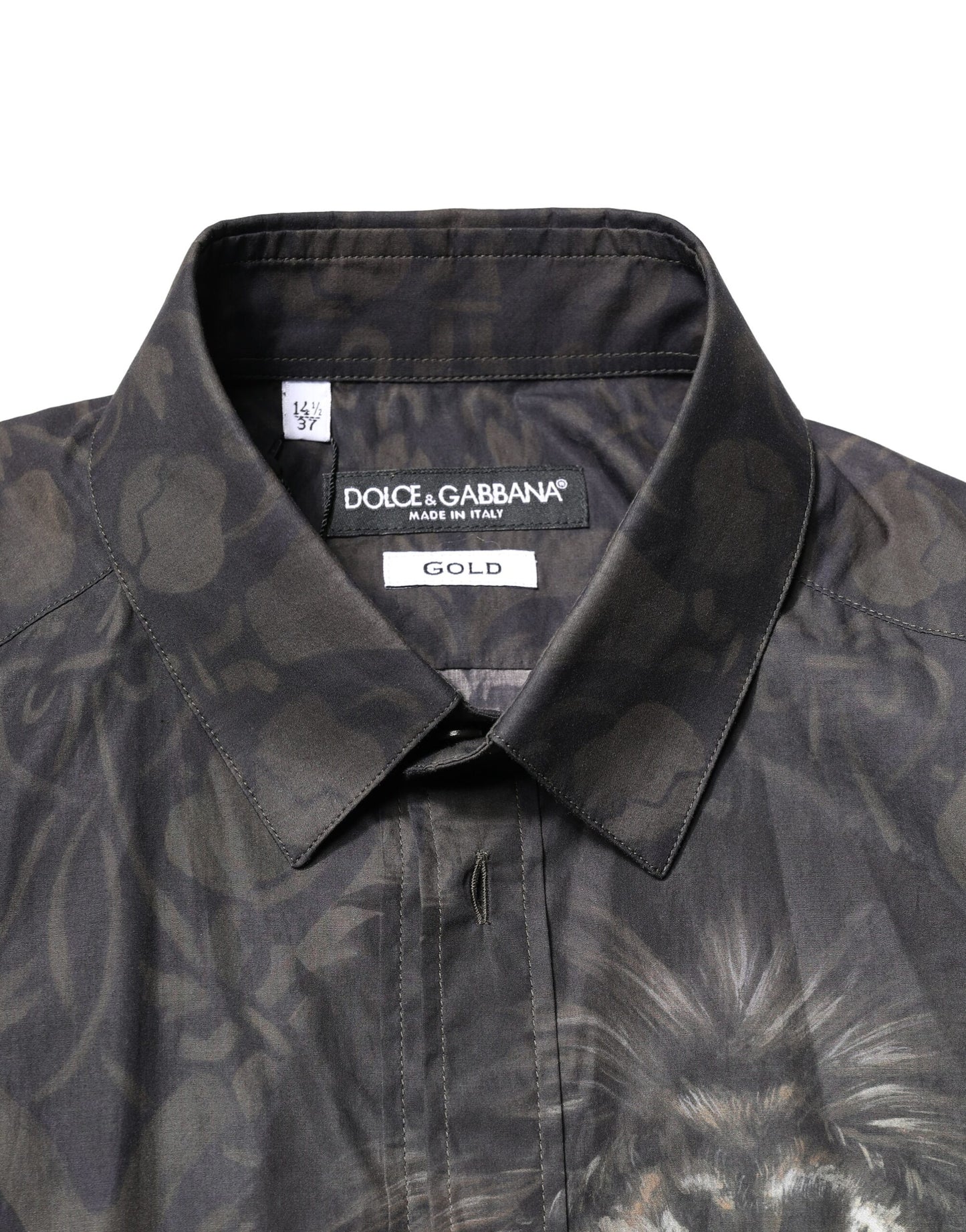 Black Royal Pet Portrait GOLD Dress Shirt-Dolce & Gabbana-LabelTerrace.com