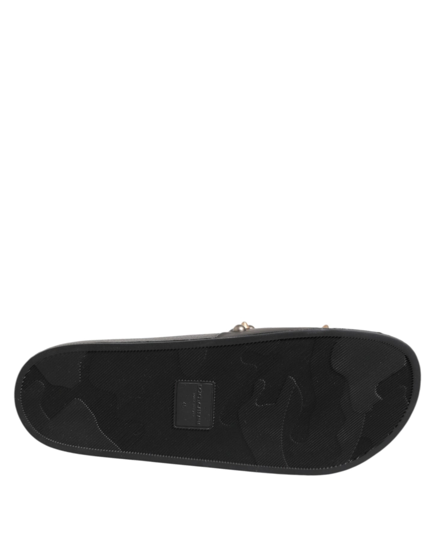 Black Rubber Sacred Heart Slides Men Beachwear Shoes-Dolce & Gabbana-LabelTerrace.com