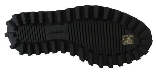 Black Rubberized Calfskin Chunky Derby Vulcano Shoes-Dolce & Gabbana-LabelTerrace.com
