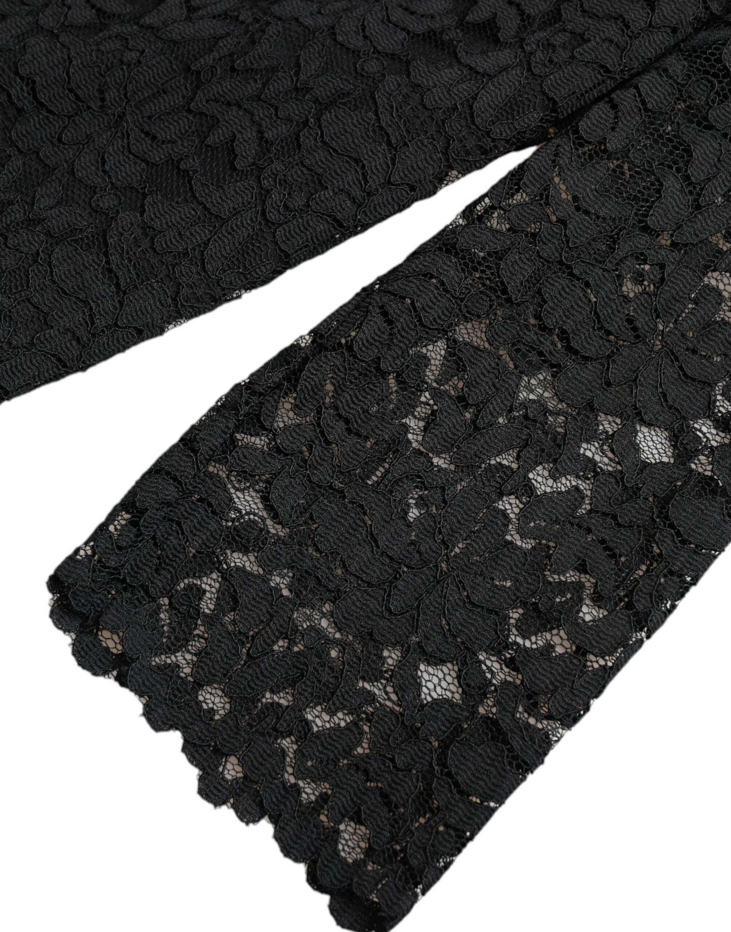Black STAFF Blouse Floral Lace Nylon Top-Dolce & Gabbana-LabelTerrace.com