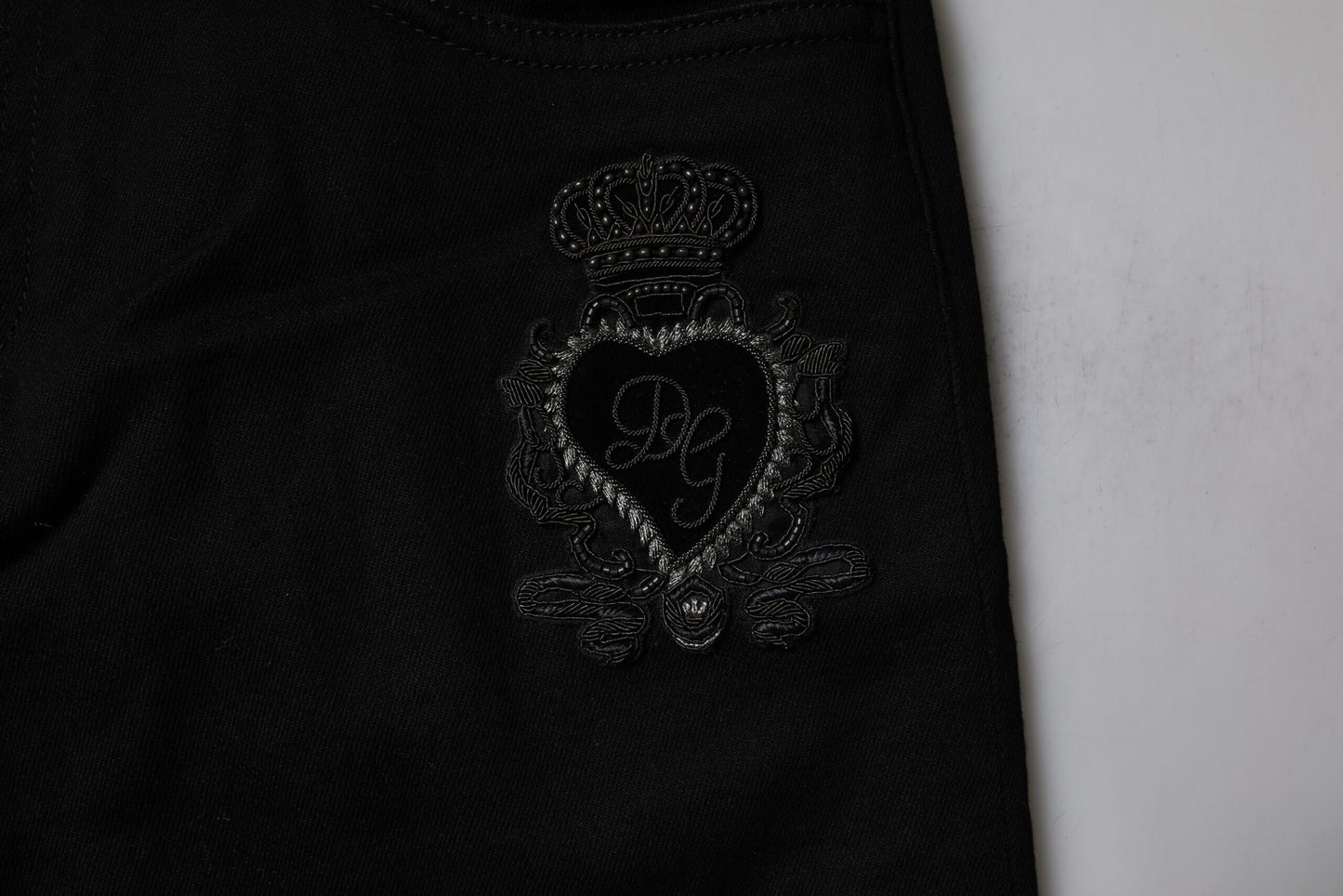 Black Sacred Heart Cotton Skinny Denim Jeans-Dolce & Gabbana-LabelTerrace.com