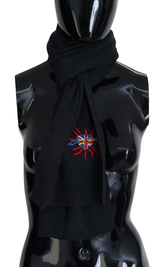 Black Sacred Heart #DGLovesLondon Wrap Scarf-Dolce & Gabbana-LabelTerrace.com