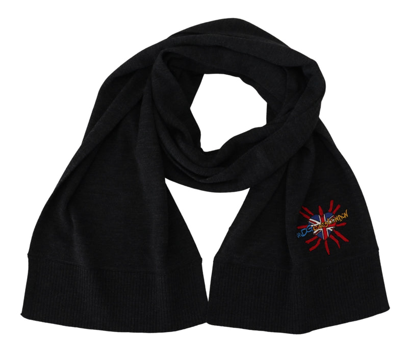 Black Sacred Heart #DGLovesLondon Wrap Scarf-Dolce & Gabbana-LabelTerrace.com