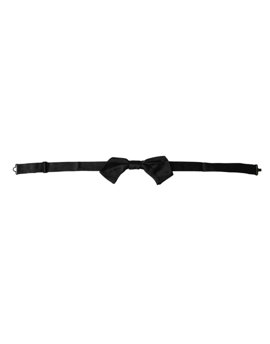 Black Satin Silk Adjustable Neck Men Bow Tie-Dolce & Gabbana-LabelTerrace.com