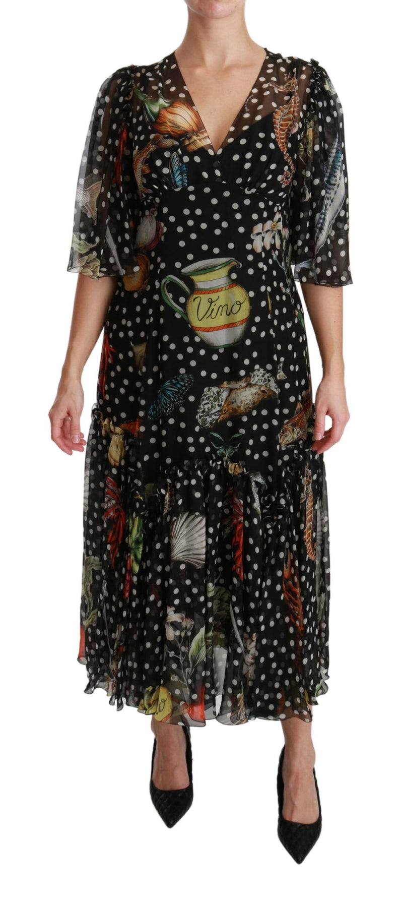 Black Sea Fish Sicily A-line Shift Dress-Dolce & Gabbana-LabelTerrace.com