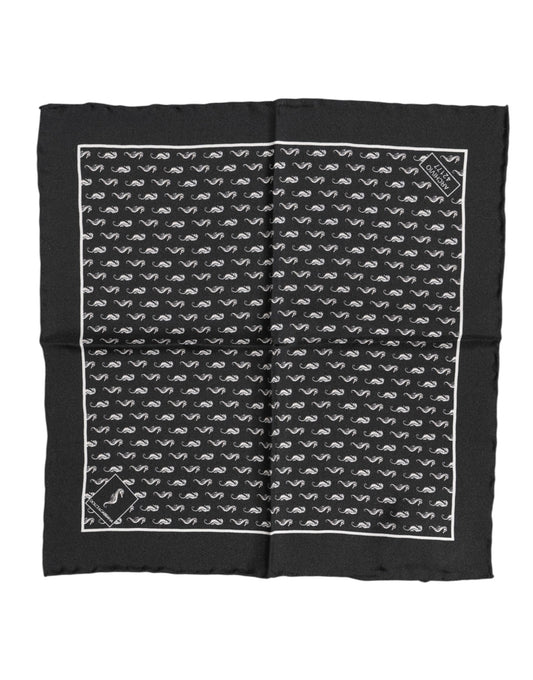 Black Sea Horse Silk Square Men Foulard Scarf-Dolce & Gabbana-LabelTerrace.com