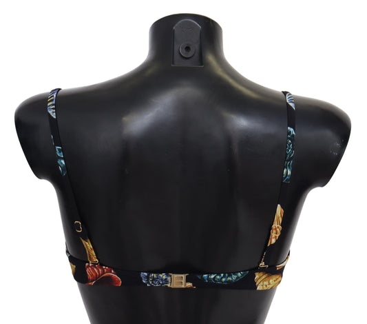 Black Seashells Print Women Swimwear Bikini Tops-Dolce & Gabbana-LabelTerrace.com