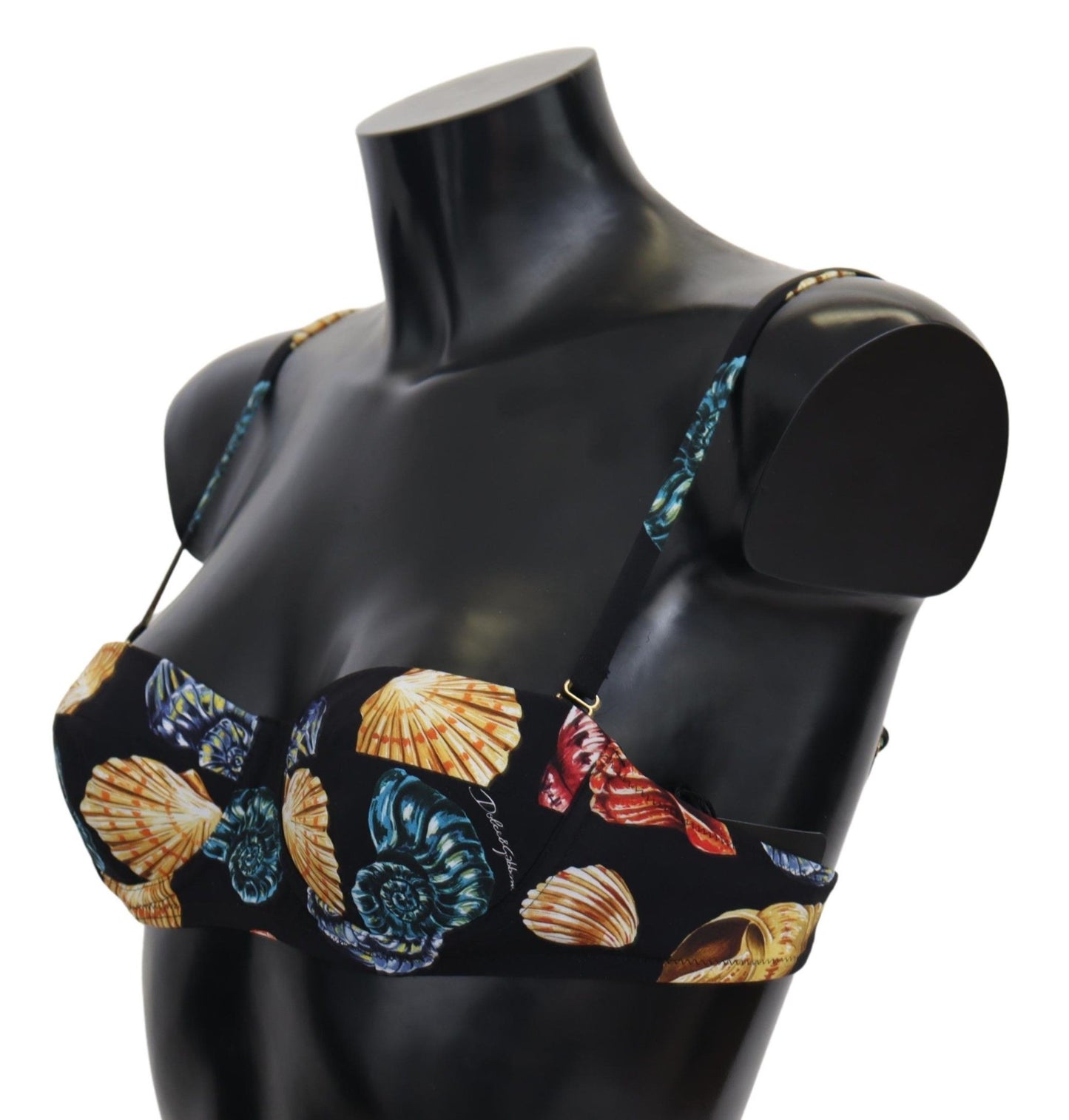 Black Seashells Print Women Swimwear Bikini Tops-Dolce & Gabbana-LabelTerrace.com