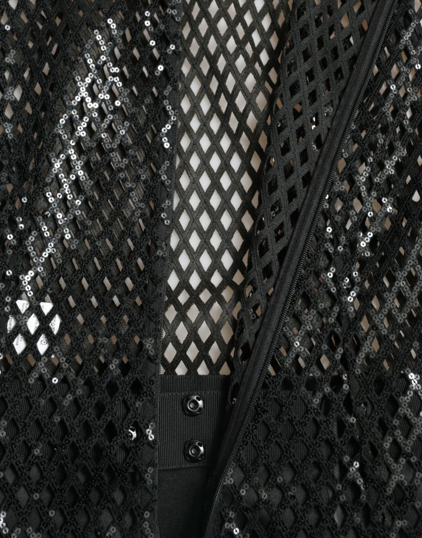 Black Sequined Sleeveless Mesh Layered Gown Dress-Dolce & Gabbana-LabelTerrace.com