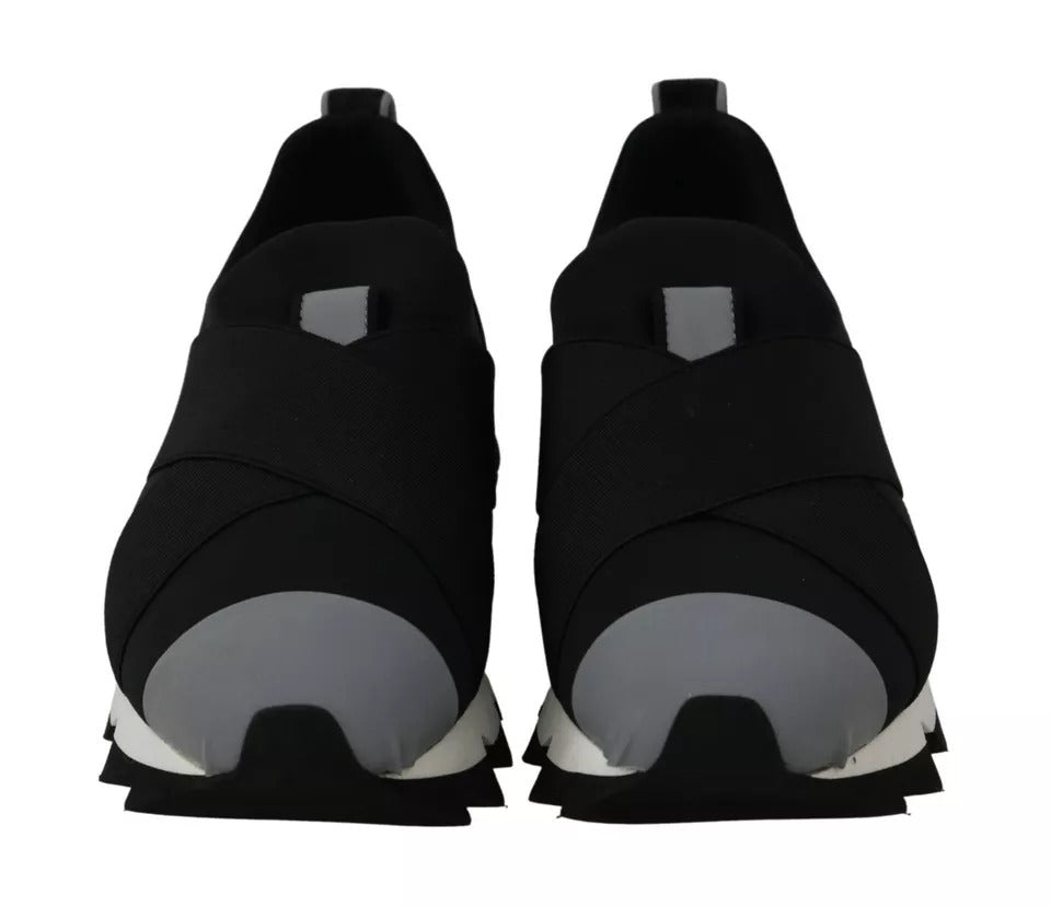 Black Shark Neoprene Stretch Sneakers Shoes-Dolce & Gabbana-LabelTerrace.com