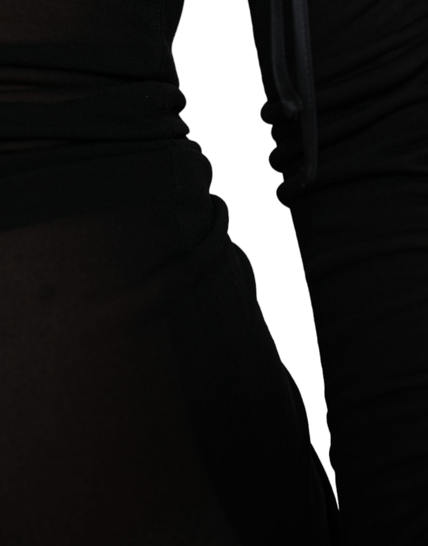 Black Sheer Bodycon Sheath Midi Dress-Dolce & Gabbana-LabelTerrace.com