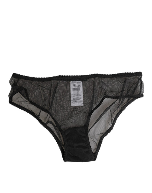 Black Sheer Mesh Lace Bikini Briefs Underwear-Dolce & Gabbana-LabelTerrace.com