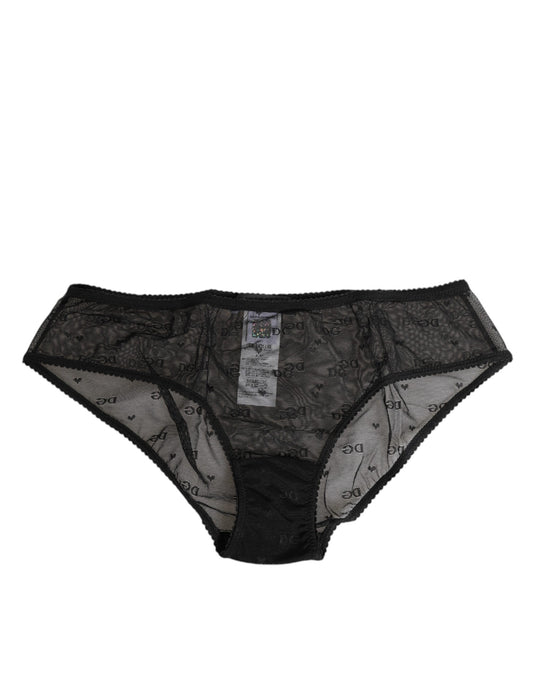 Black Sheer Mesh Lace Polka Dot Logo Underwear-Dolce & Gabbana-LabelTerrace.com