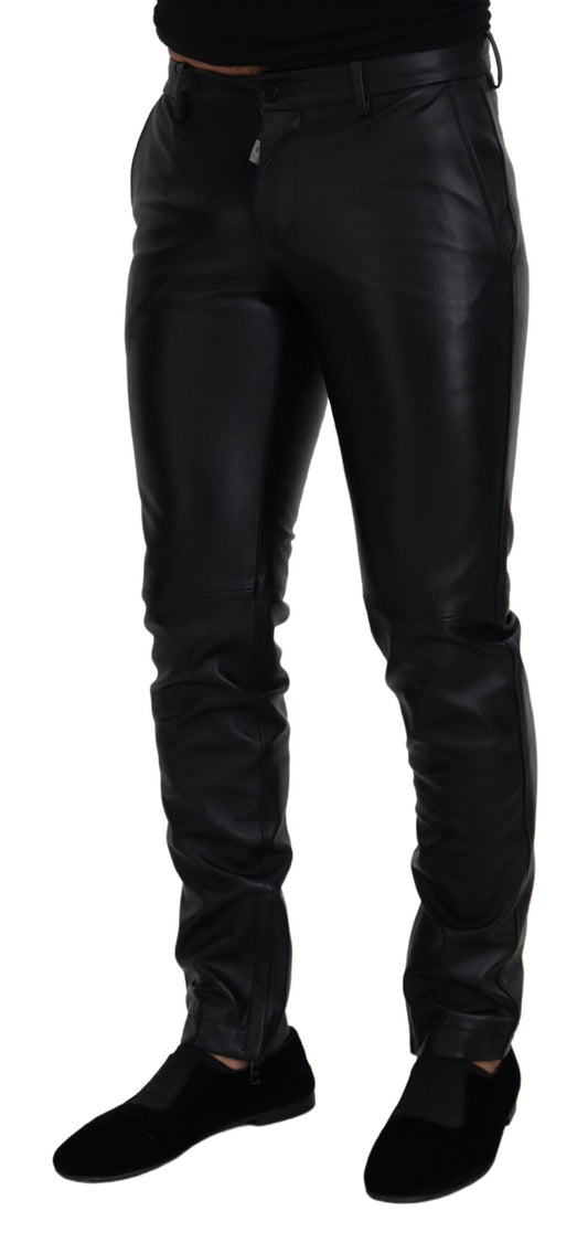 Black Shiny Stretch Skinny Pants-Dolce & Gabbana-LabelTerrace.com