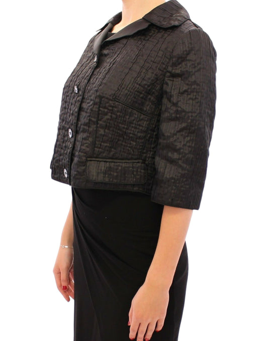 Black Short Bolero Shrug Jacket Coat-Dolce & Gabbana-LabelTerrace.com