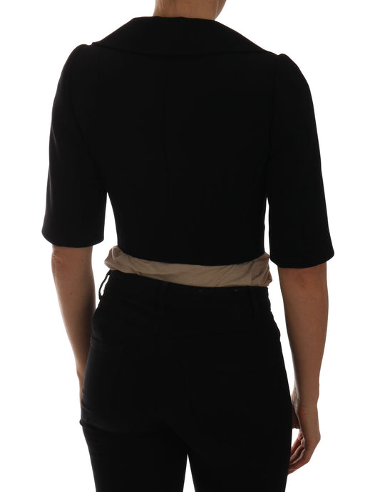 Black Short Croped Jacket Blazer-Dolce & Gabbana-LabelTerrace.com