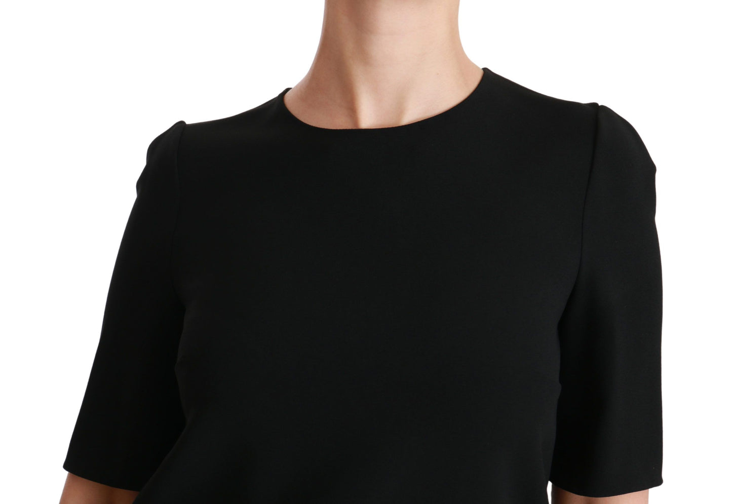 Black Short Sleeve Casual Top Stretch Blouse-Dolce & Gabbana-LabelTerrace.com