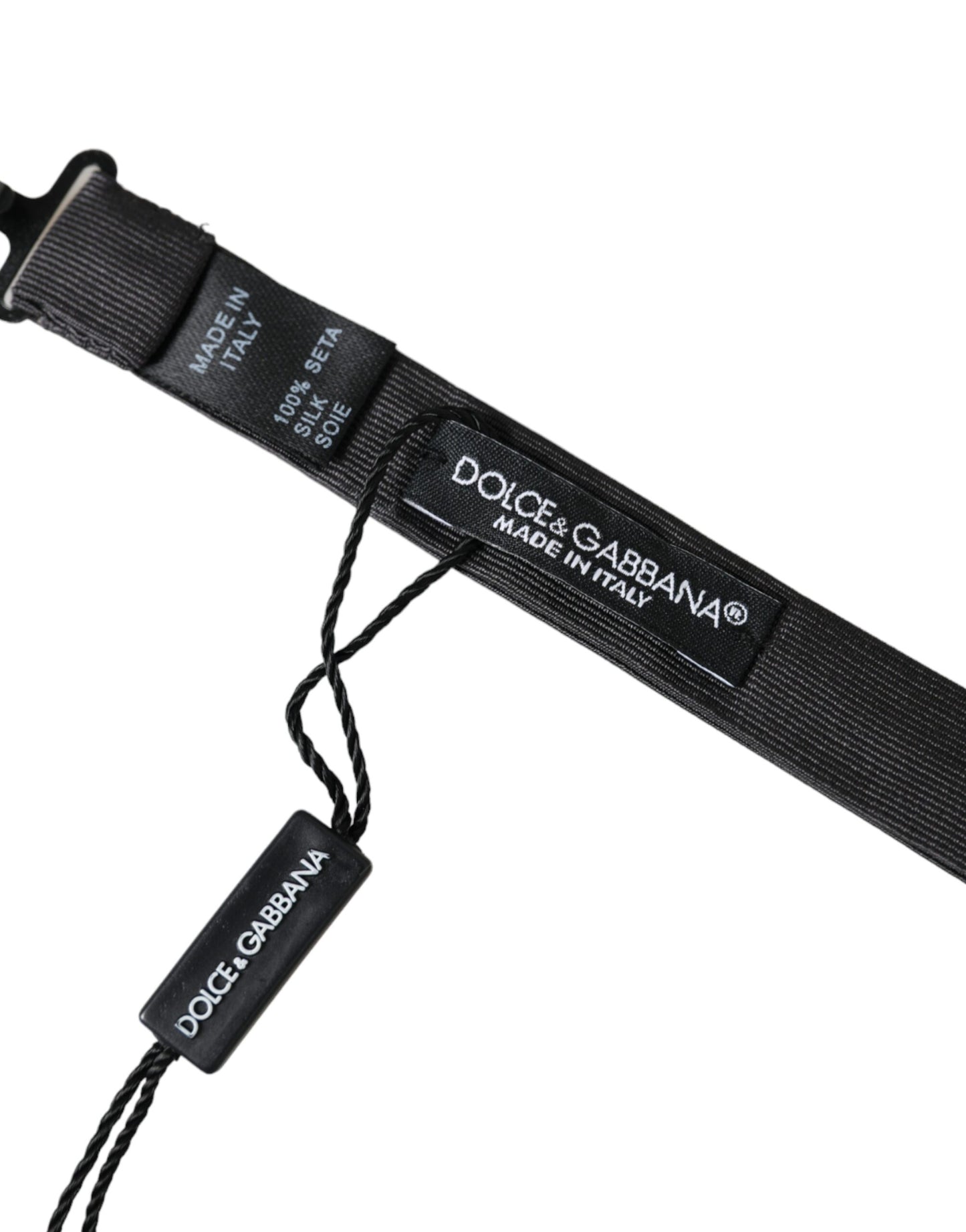 Black Silk Adjustable Neck Men Bow Tie-Dolce & Gabbana-LabelTerrace.com