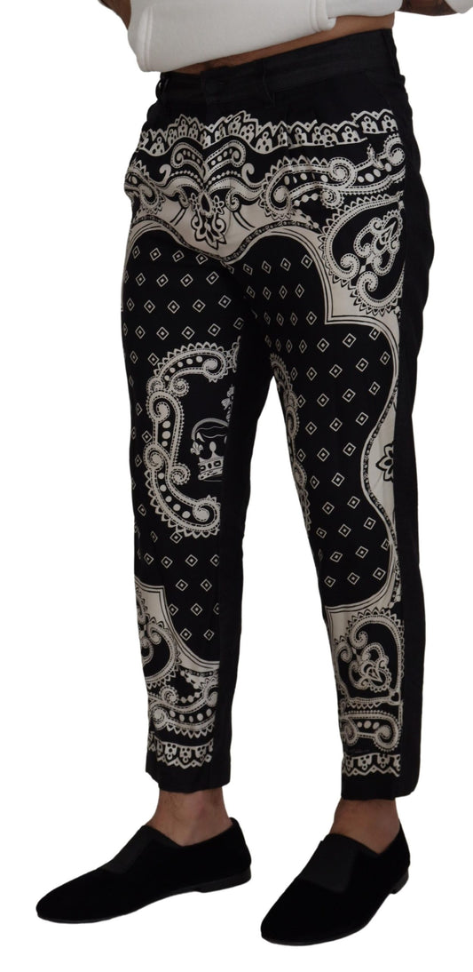 Black Silk Bandana Print Pants-Dolce & Gabbana-LabelTerrace.com