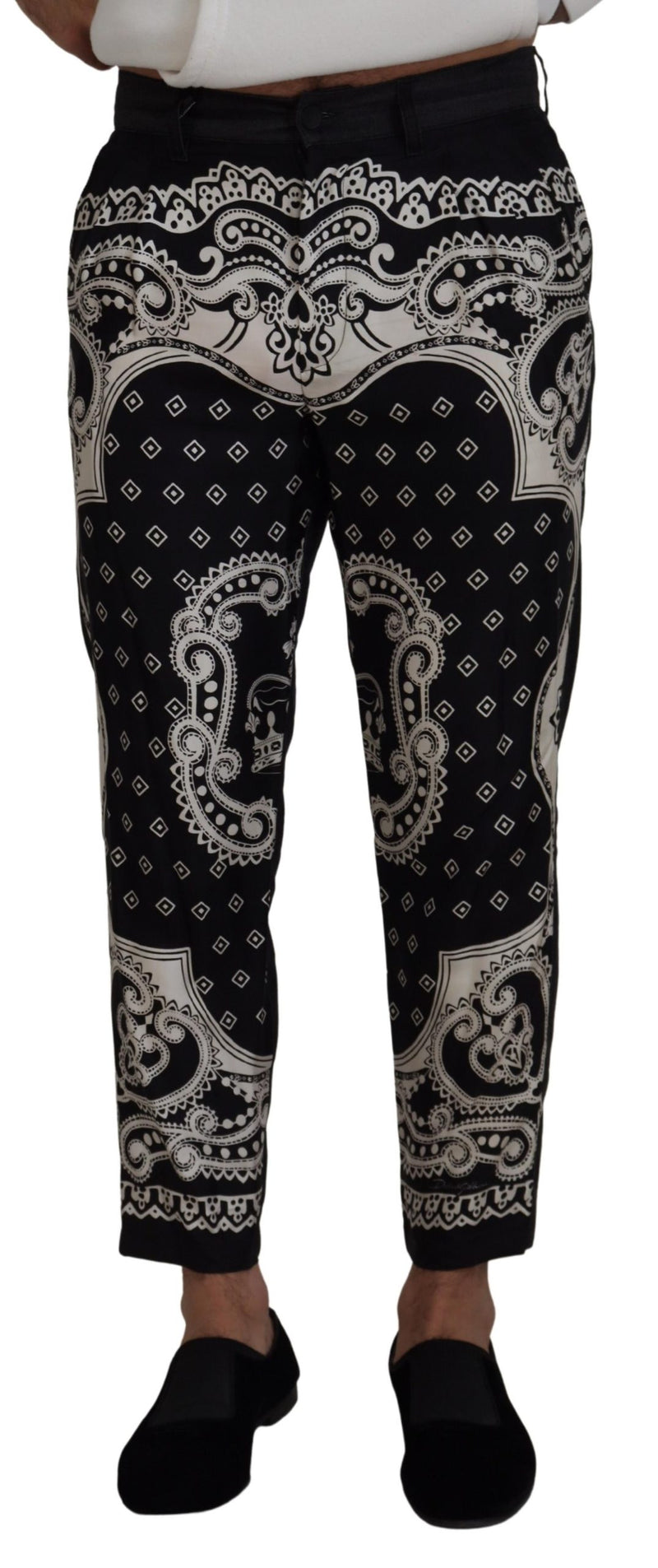 Black Silk Bandana Print Pants-Dolce & Gabbana-LabelTerrace.com