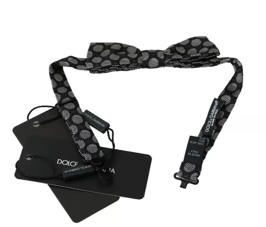Black Silk Circles Men Necktie Bow Tie-Dolce & Gabbana-LabelTerrace.com