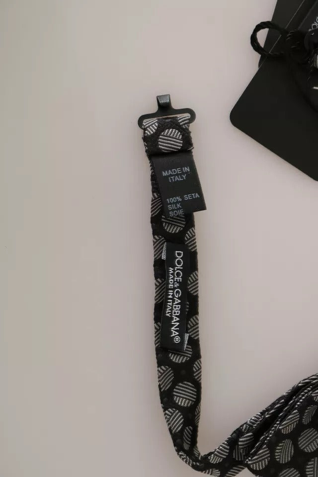 Black Silk Circles Men Necktie Bow Tie-Dolce & Gabbana-LabelTerrace.com