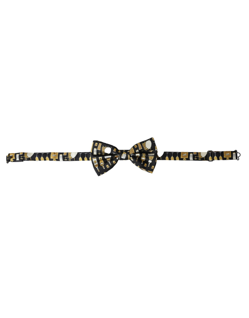 Black Silk Cocktail Adjustable Neck Men Bow Tie-Dolce & Gabbana-LabelTerrace.com