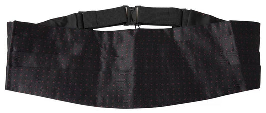 Black Silk Dotted Waist Tuxedo Belt Cummerbund-Dolce & Gabbana-LabelTerrace.com