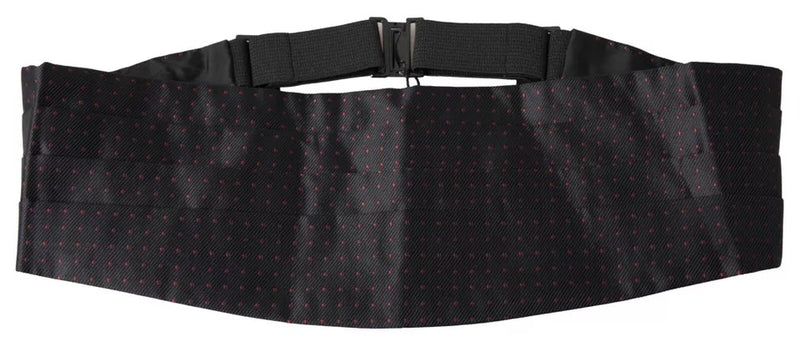 Black Silk Dotted Waist Tuxedo Belt Cummerbund-Dolce & Gabbana-LabelTerrace.com