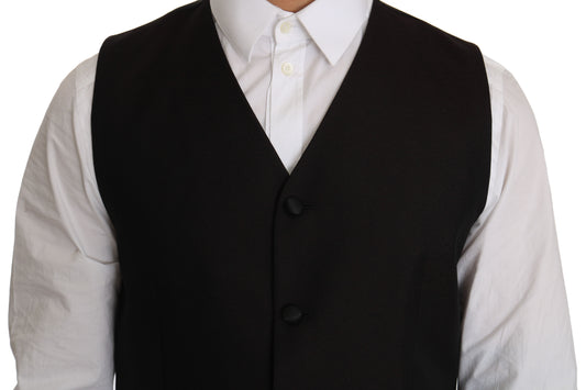 Black Silk Dress Waistcoat-Dolce & Gabbana-LabelTerrace.com