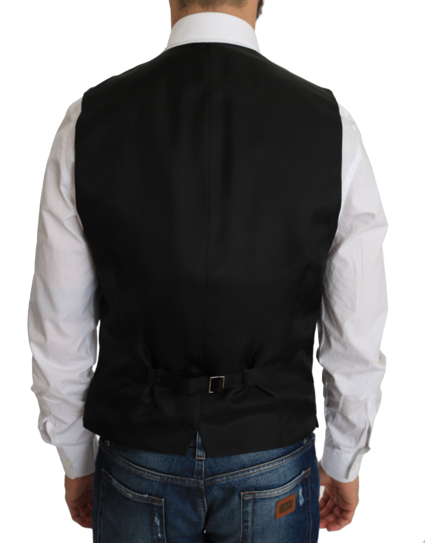 Black Silk Dress Waistcoat-Dolce & Gabbana-LabelTerrace.com
